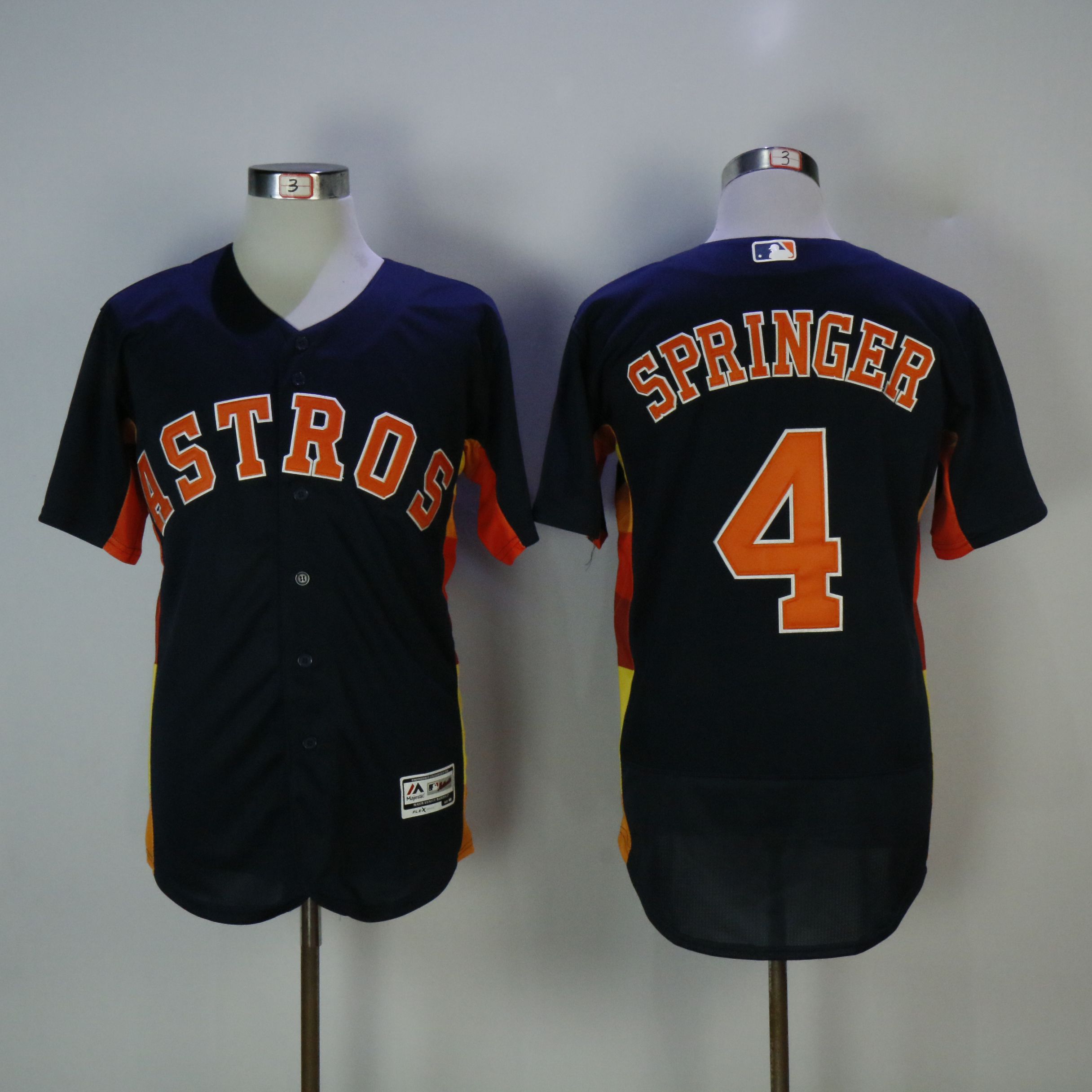 Men Houston Astros #4 Springer Blue Elite MLB Jerseys